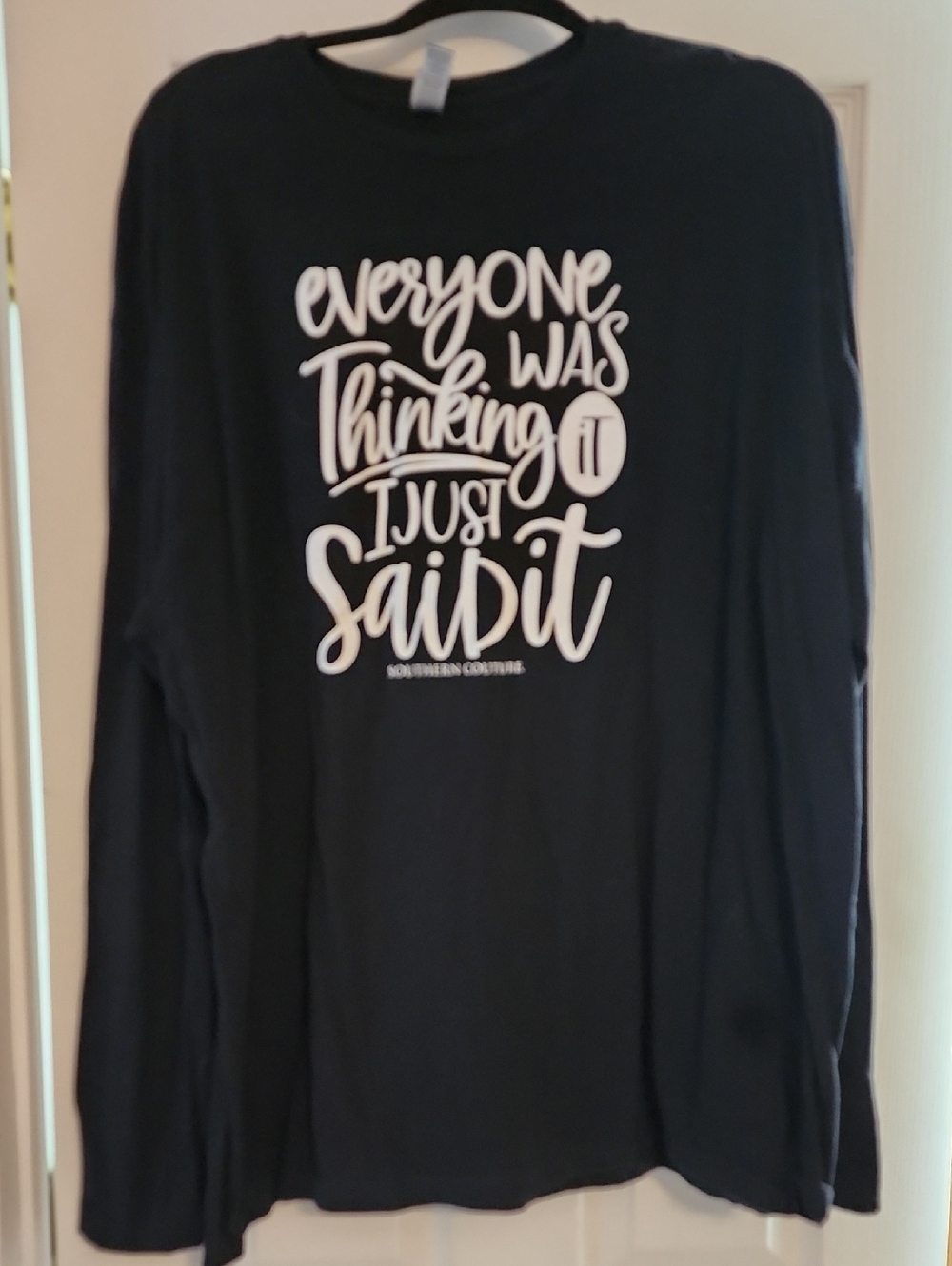 Graphic Long Sleeve Tee with White Script